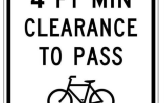 Graphic of MUTCD sign 4-foot minimum clearance to pass bicycle